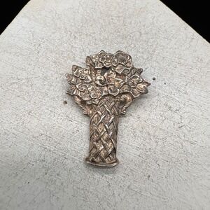 H&H Flower Basket‎ Brooch Womens OS Silver Excellent Sterling Floral Pin 6.64g